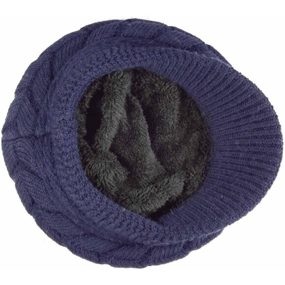 〽️Women’s _2hats(black+navy) Winter Warm Knit Wool Snow Ski Hat with Visor main image 5